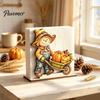 Solid Wood Tissue Storage Fall Scarecrow Wooden Napkin Holder, Harvest Pumpkin Autumn Table Accents Dispenser, Thanksgiving Farmhouse Tabletop