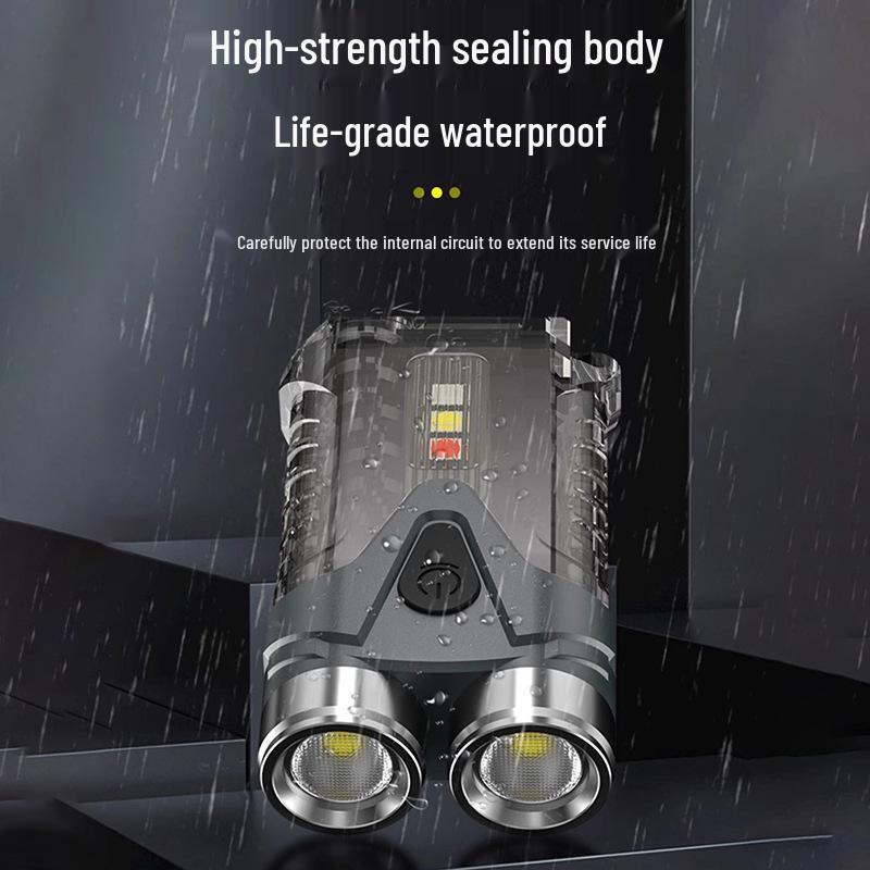 Compact Waterproof Multi-Function Keychain Flashlight with Magnetic Base and Emergency/Bike Warning Light