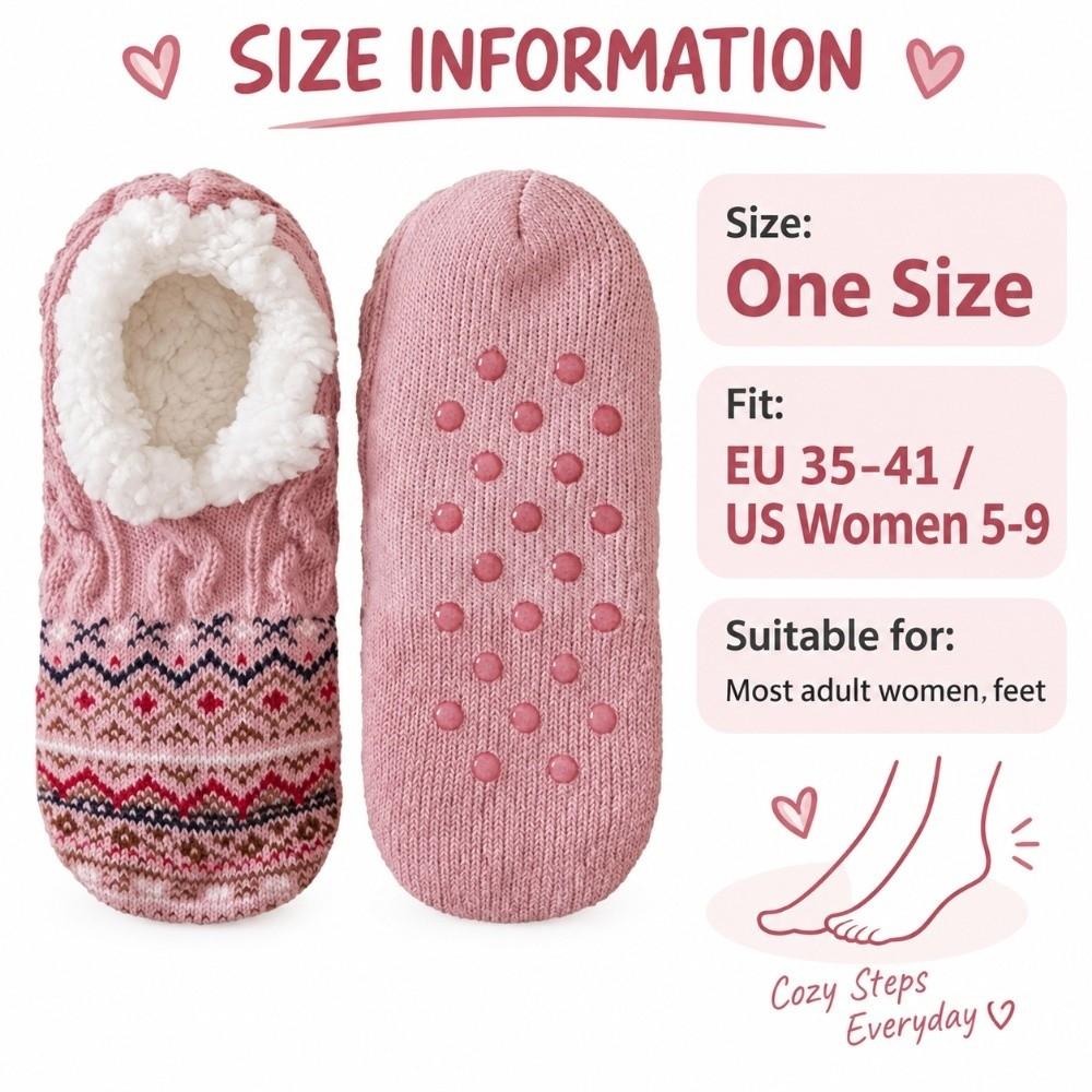 1 Pair Silicone Non-slip Sole Non Slip Floor Socks Fleece Lined Warm Indoor Socks Winter