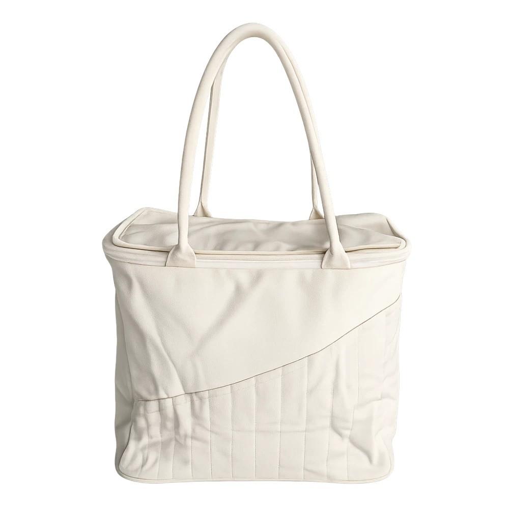 Multiple Pockets Yarn Storage Bag Large Capacity Knitting Storage Bag for Moms Grandmas Gift B-White