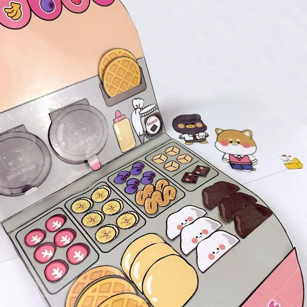 Waffle Paper Quiet Book Vibrant Multi-Colored Bread Cartoon Busy Book Fried Chicken Convenience Store Snack Bar Sticker Game