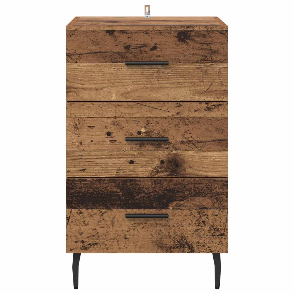 Nightstand with Drawers Reclaimed Wood Look 40 x 40 x 66 cm Particleboard