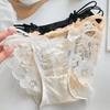 Bow Lace Flower Panties Seamless Women Underwear Thin Strap Lace Mesh Briefs  Lady