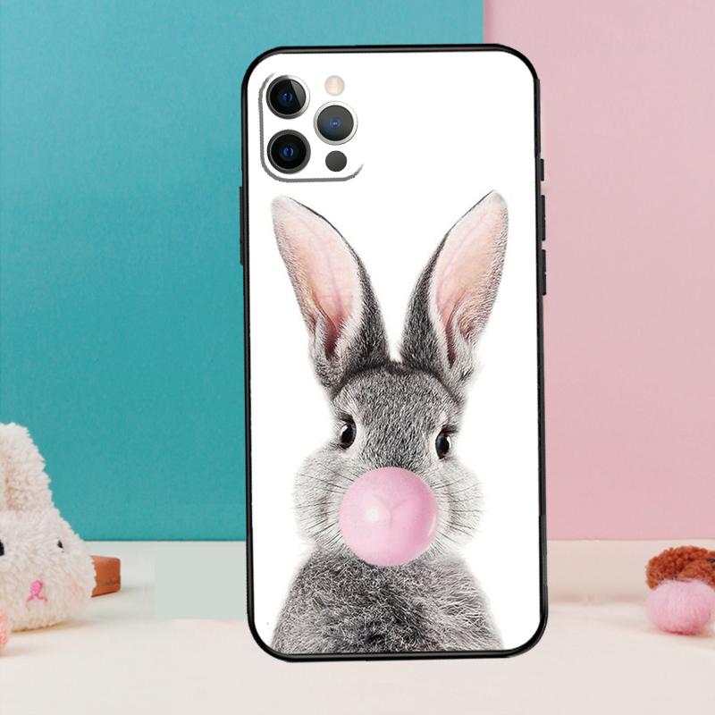 Cute Bunny Rabbit Phone Case For iPhone 17 Air 16 15 13 12 11 14 Pro Max 12 13 mini 15 16 Plus 16e Cover Coque