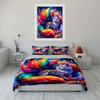 Vibrant Fox with Gemstone Adornments Print Bedding Set 1 Duvet Cover 2 Pillowcases for Adult and Children Luxury Gift Full Size