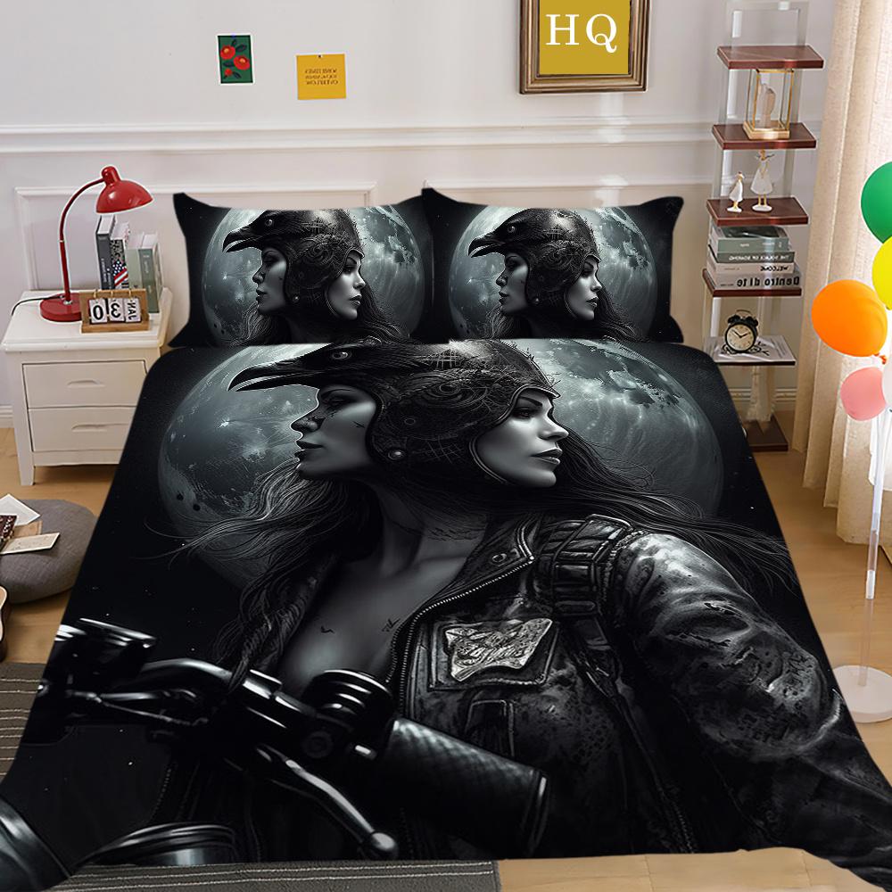 3D Beauty Skull Druck Bettwäsche Twin Size Polyester Tagesdecken Teen Design Mode Heimtextilien