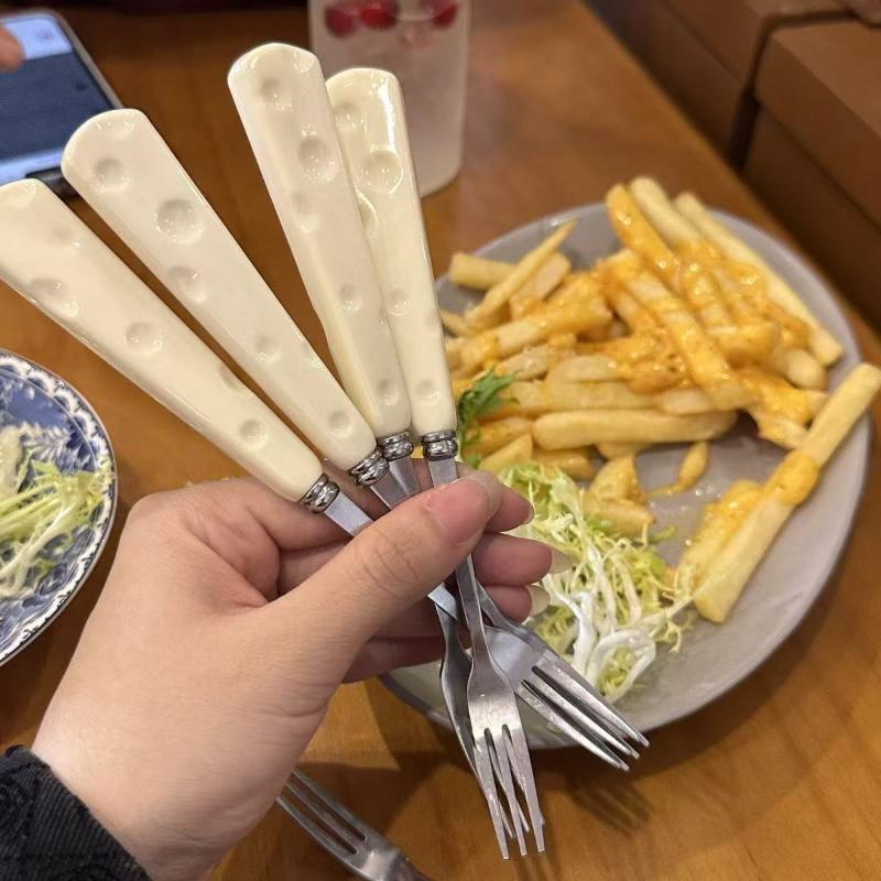 3/6/10pcs 304 Stainless Steel Fruit Fork Dessert Cake Forks Salad Fork For Party Kitchen Tableware