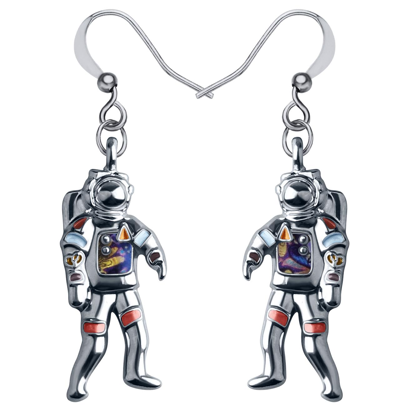 

Эмалевой сплав Луна Астронавт Космонавт Серьги Подвеска Подвески Модные украшения Для Женщин Девочек Детей Новинки Аксессуары 26mm x 12mm