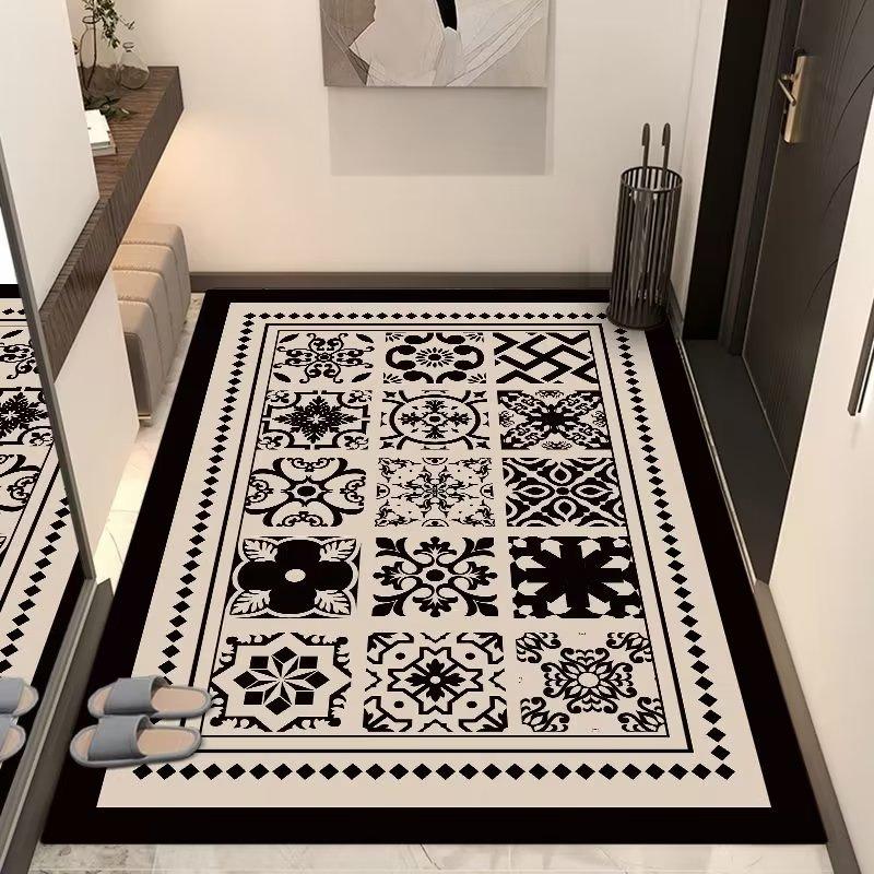 European Classical Entrance Carpet Square Foyer Entrance Floor Mat Floor Mat Bathroom Absorbent and Dirt Resistant Floor Mat