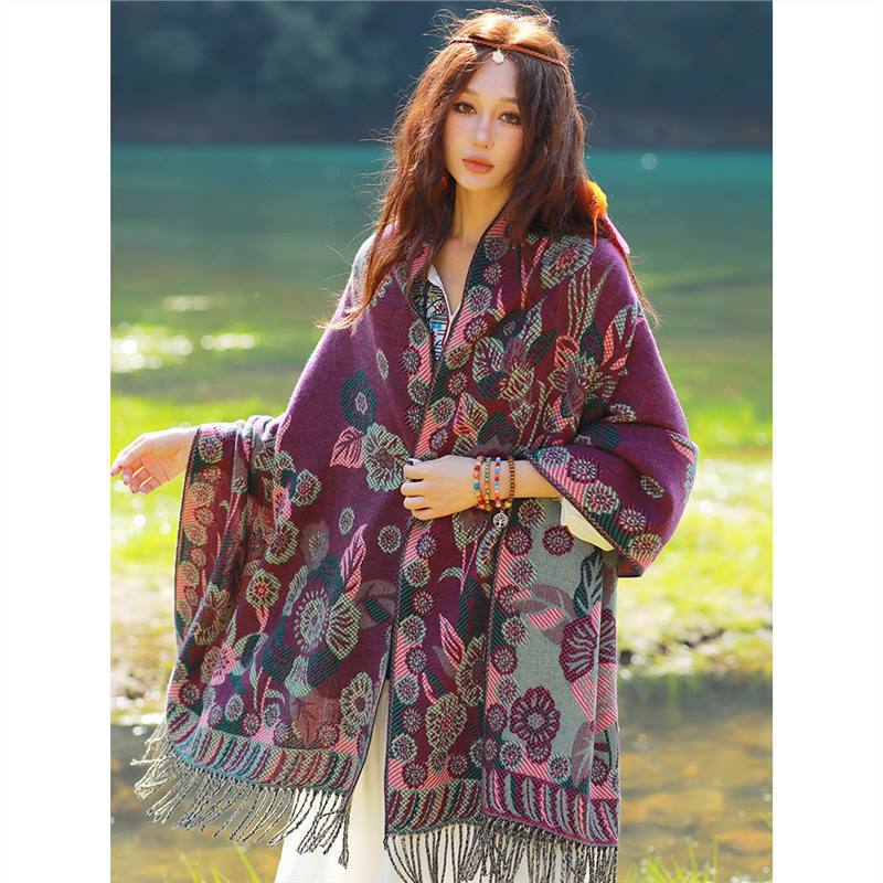 Skin Friendly And Breathable Warm And Versatile Home, Autumn And Winter Women'S Travel Shawl, Thick Cloak, Air Conditioning Blanket