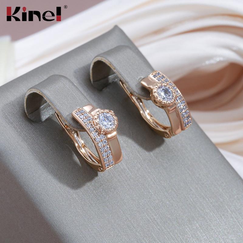 

Винтажные простые английские серьги Kinel с кубическим цирконием цвета розового золота