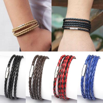 Charm Braided Bracelet Leather Unisex Fashion Wristband Handmade Wrap Women Men Cuff