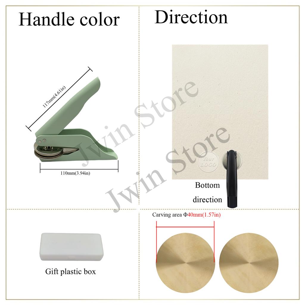 Customize Embossing Stamp with Your Logo Monogram Embosser Seal for Wedding Invitation DIY Craft 40mm Diameter