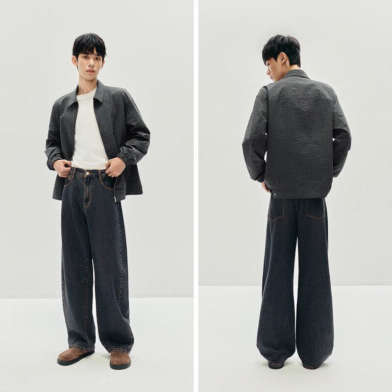 Semir Men's Plaid Textured Lapel Jacket