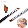 1PCFrench Oblique Tip Nail Brush Half Moon Shape UV Gel Nail Acrylic Painting Drawing Liner Pen Silver Black Handle Manicure DIY