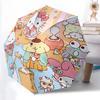 1pc Hello Kitty & Friends Japanese Kimono Print Automatic Opening Folding Umbrella with 8-Bone Iron Frame - Portable Design for Outdoor Use, Festive G