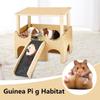 Wooden Hamster House Double-Layer House Wooden Playground Small Animal Toys Shelter With Ladder Chinchilla Cage Accessories For