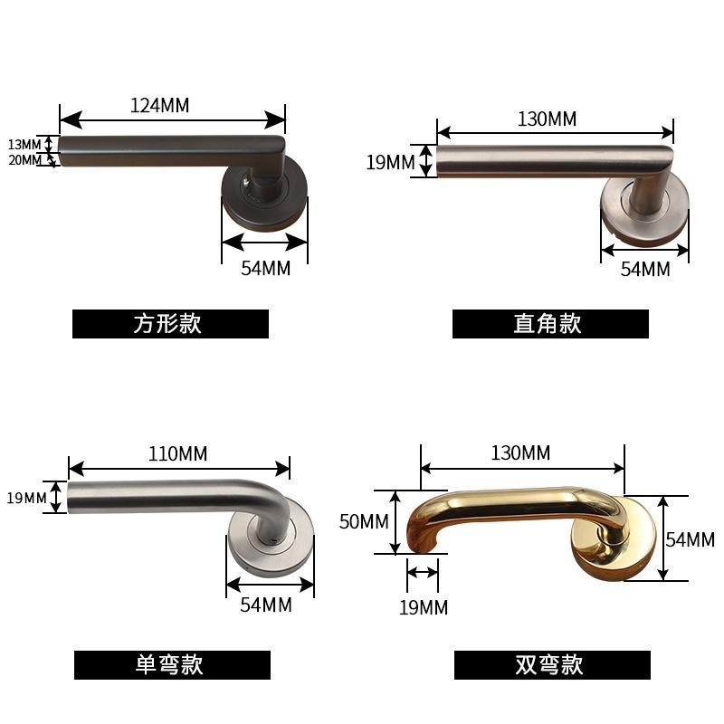 One Side Door Handles for Interior Doors Outside Black Door Handle Black Golden Silver Door Pulls Without Lock