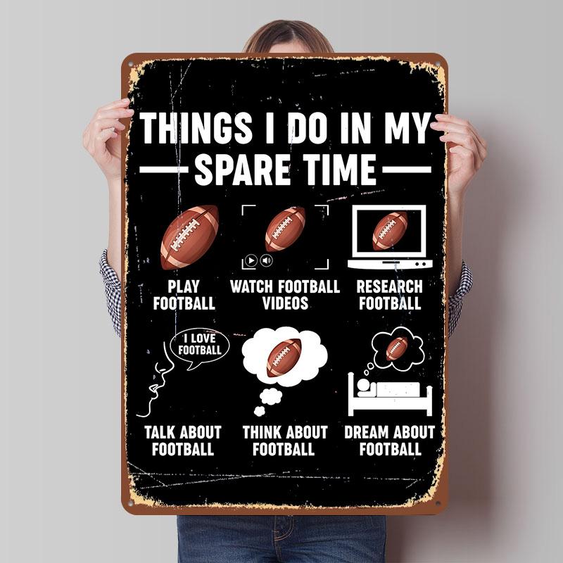 

American Football Funny Poster Customized Vintage Metal Signs Wall Art Retro Tin Plaque for Mancave Garage Decorations Wand Deko 7.9x11.8In(20x30cm)