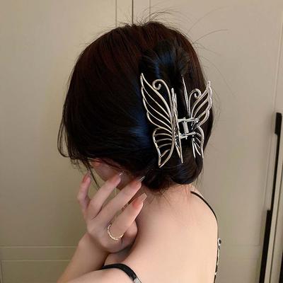Shark Clip Large Barrettes Silver Color Hair Crab Clip Butterfly Hair Claw Hair Pin Korean Style