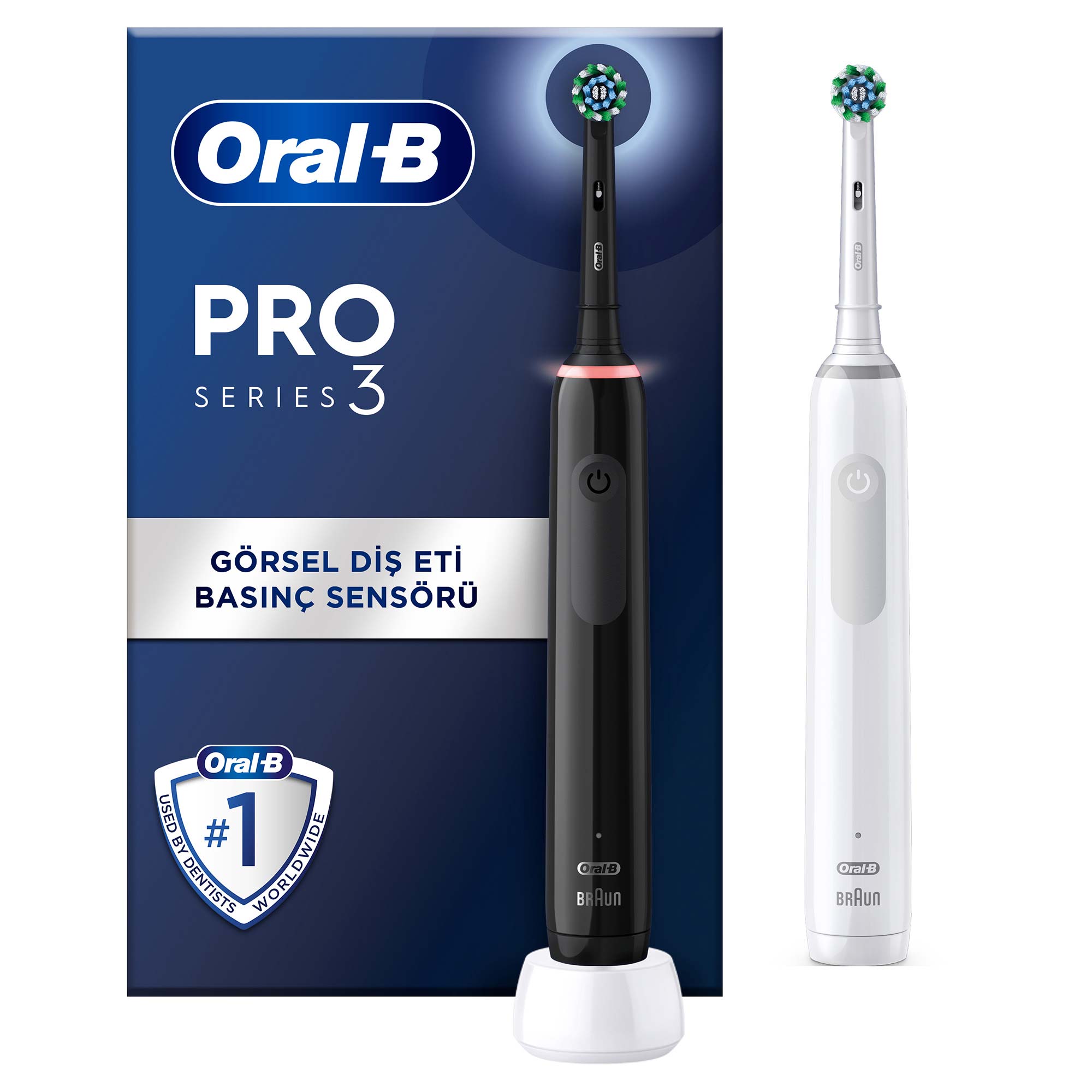 

Набор аккумуляторных зубных щеток Oral-B Pro3-3900, 2 шт., черный и белый