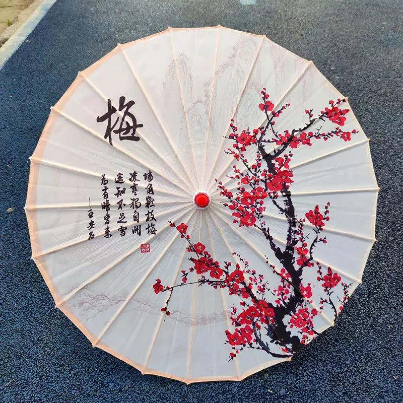 84cm Vintage Chinese Umbrella Silk Cloth Japan Cherry Blossoms Umbrella Home Hotel Ceiling Decor Anime Festival Umbrella Props