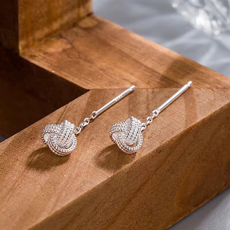 Sterling Silver Ruyi Knot Tassel Stud Earrings - 2026 Light Luxury Fashion for Women