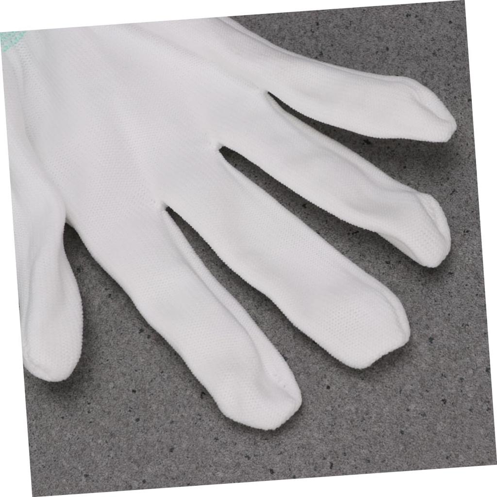 12 Pairs Anti-Static Work Gloves White Nylon Gardening Gloves for Cutting Slicing Carving Safety Gloves