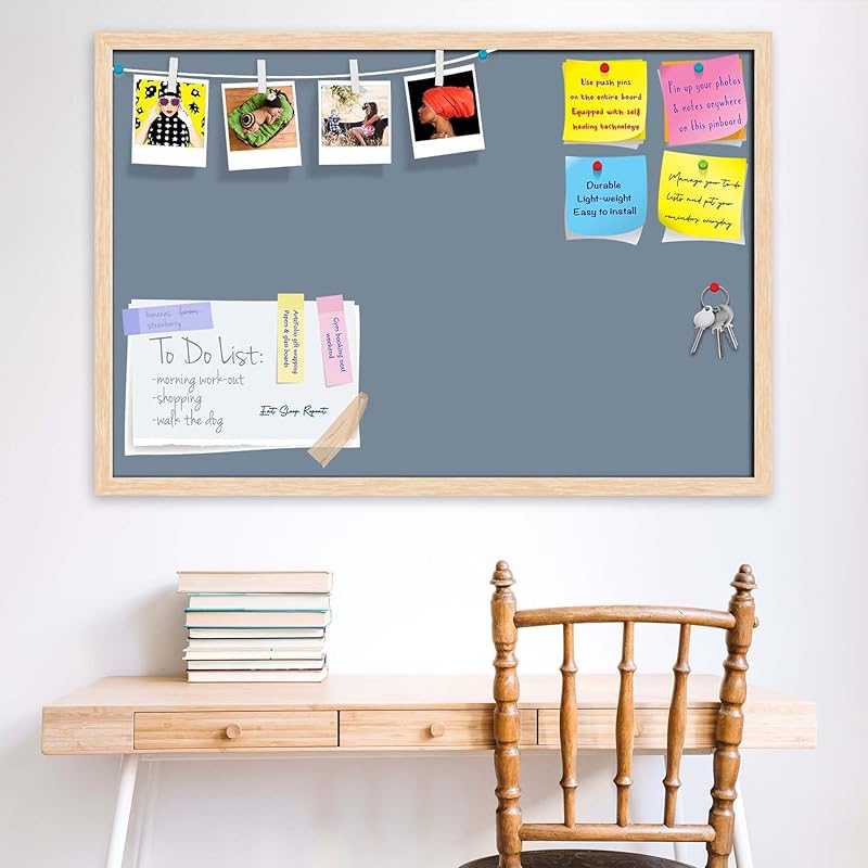 ArtzFolio Greys Family Light Slate Gray Colour | Bulletin Board Notice Pin Board | Vision Soft Board Combo with Thumb Pu