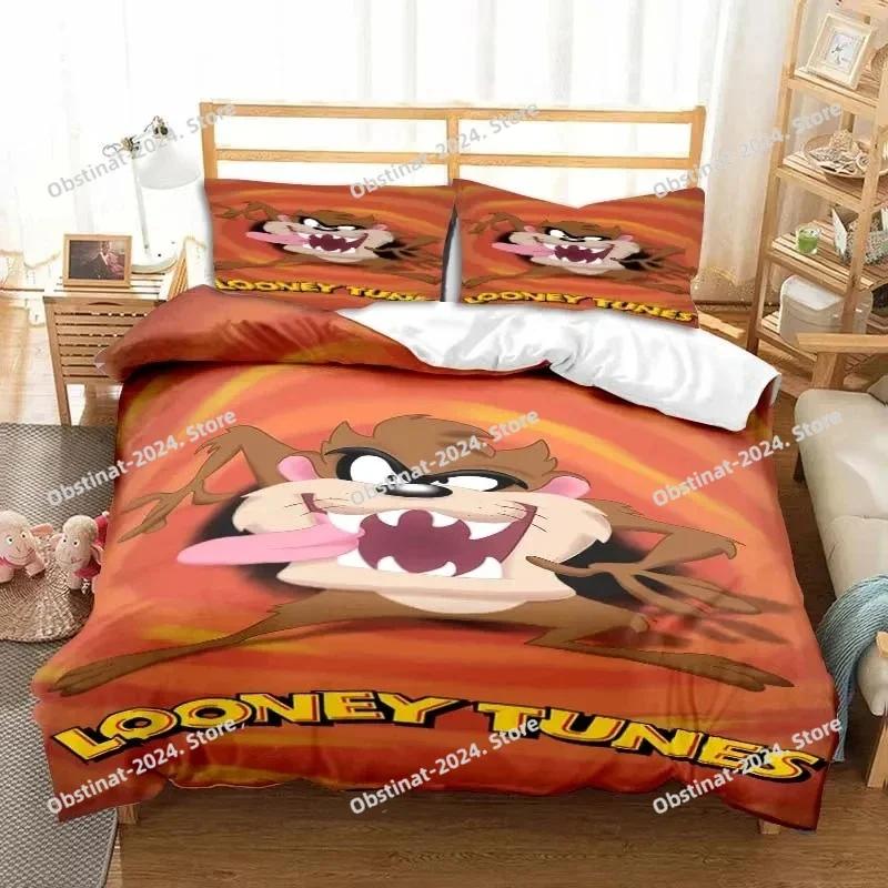 Set di biancheria da letto con stampa 3D del diavolo della Tasmania, completo di federa e copripiumino, morbido, per letto singolo, matrimoniale, queen size e super king size.