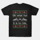 Ugly Christmas Sweater Fun to Ride a Motorcycle Biker Made in Australia T-Shirt M