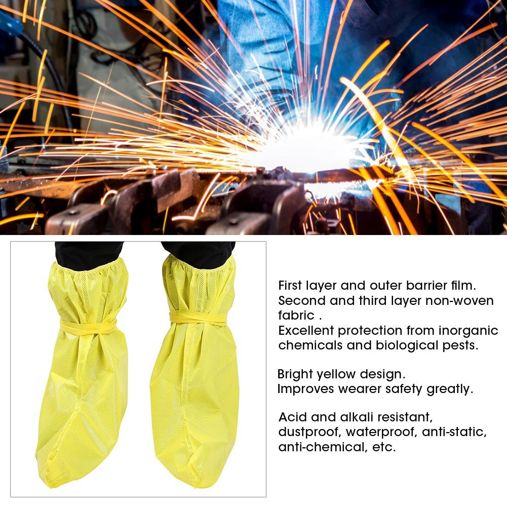 Waterproof Dustproof Anti Static Shoe Covers Chemical Safety Boots Protectors Yellow
