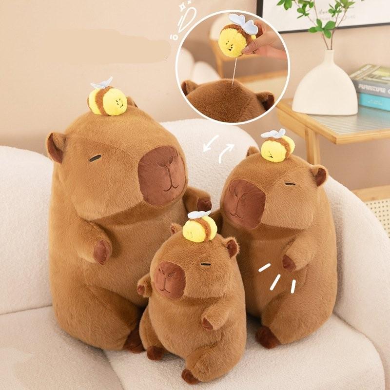 Adorable Stretchable Capybara Plush Toy With Cute Bee Design Perfect For Kids Gift