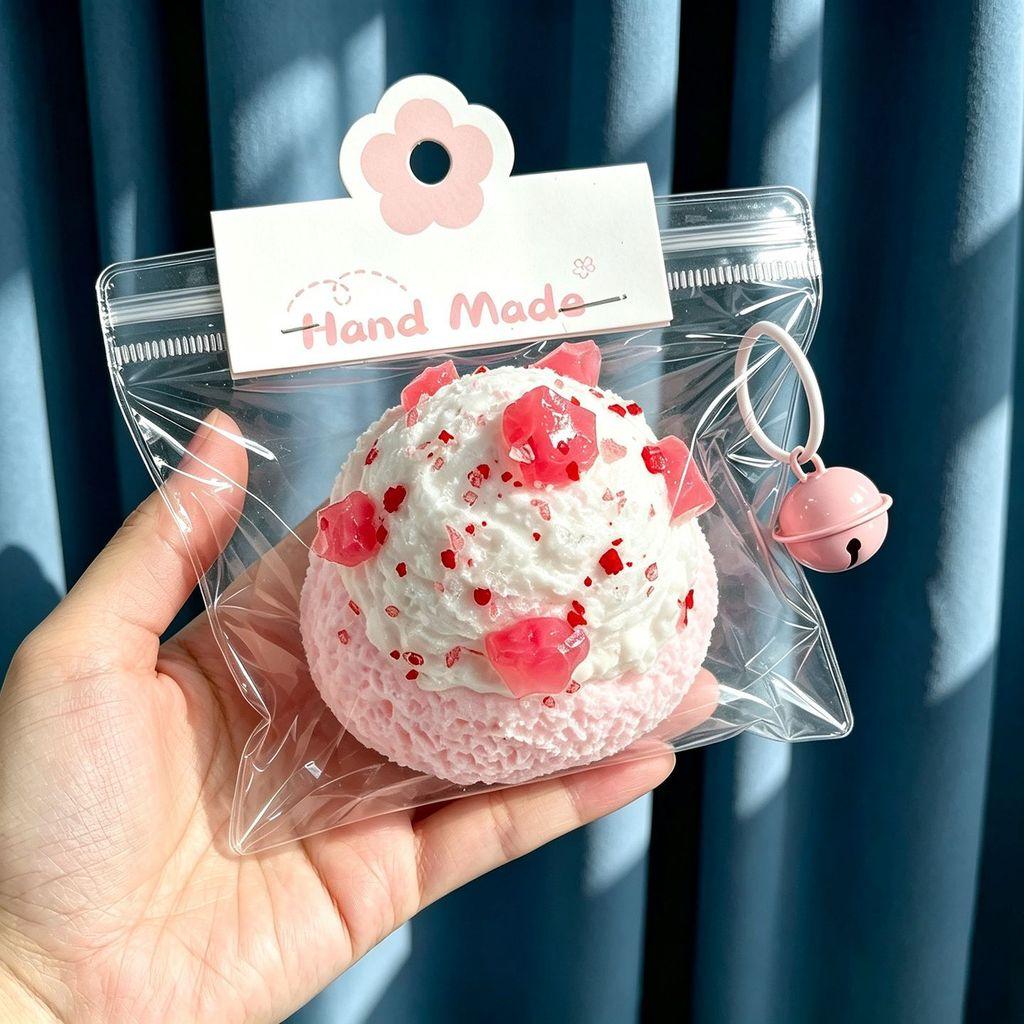 Strawberry Ice Cream Ball Squishy Toy For Stress Relief And Finger Grip Exercise