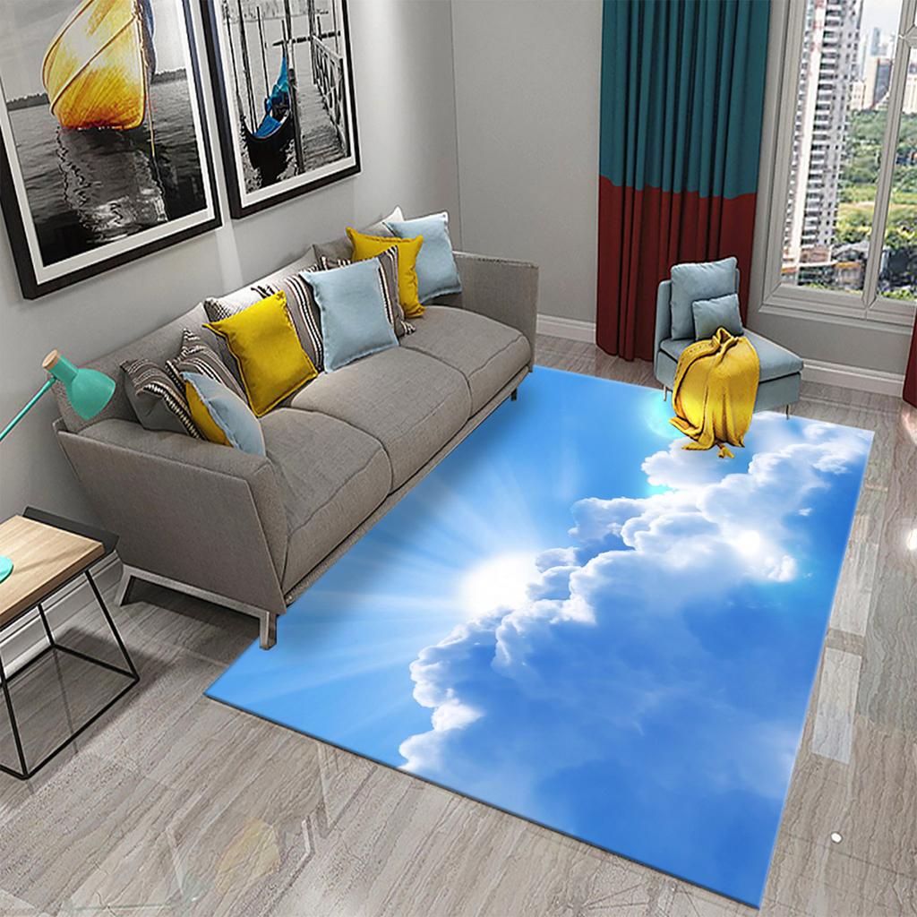Cloud Carpet Blue Sky White Clouds Rainbow Rugs Doormat Anti Slip Floor Carpet Bathroom Kitchen Rugs Bathroom Living Room Decor