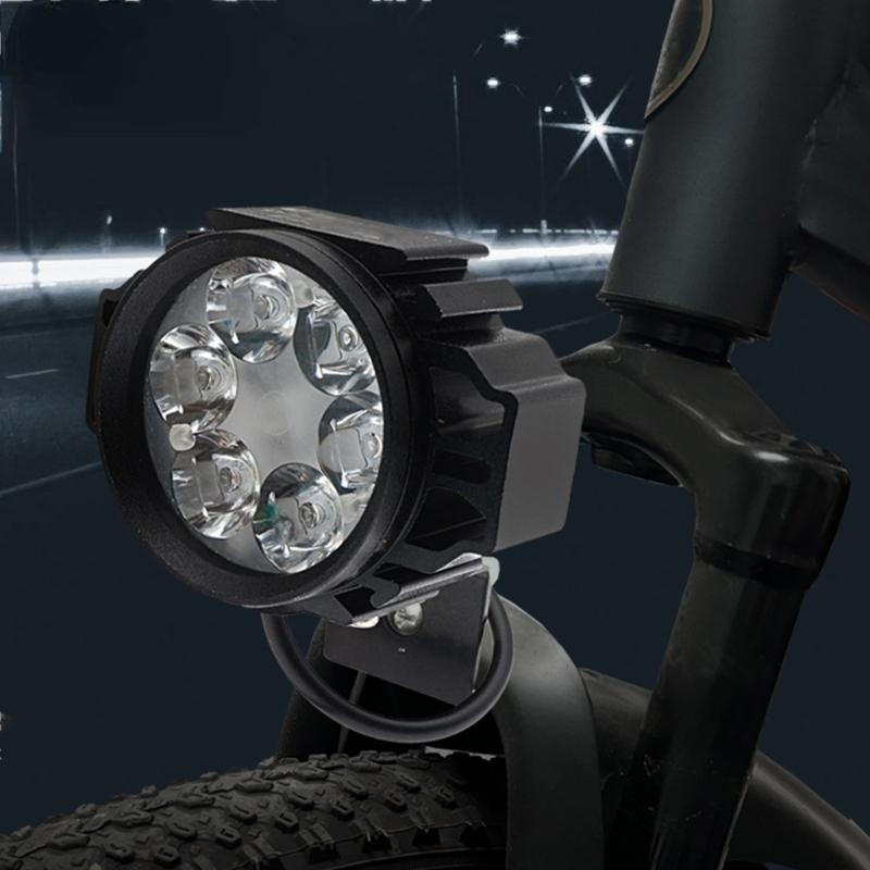 2 In 1 Electric Scooter Front Light Lamp with Horn 36V-48V Electric Bike Headlight Aluminum Shell Waterproof Head Lamp