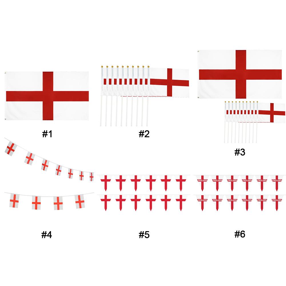 St George Cross Flags 33ft Fabric St Georges England Bunting 30 Flags England Handheld Flags for Football Event Bar Party Decor