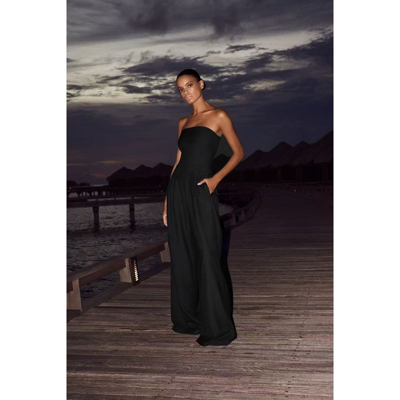 

Западный стиль Новая мода Сексуальный топ-труба Комбинезон Цельный Широкие брюки Комбинезон Сексуальный облегающий комбинезон Black M