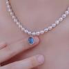 Tears Of The Sea, Strong Light Rice Grain Freshwater Pearl Necklace Aquamarine S925 Sterling Silver Valentine'S Day Gift Temperament Necklace