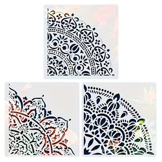 Conjunto de Estêncil para Pintura 11,8 Polegadas Grande Reutilizável Modelos de PVC com Padrões Geométricos Florais Estêncil Decorativo de Parede para Arte DIY e Decoração de Casa