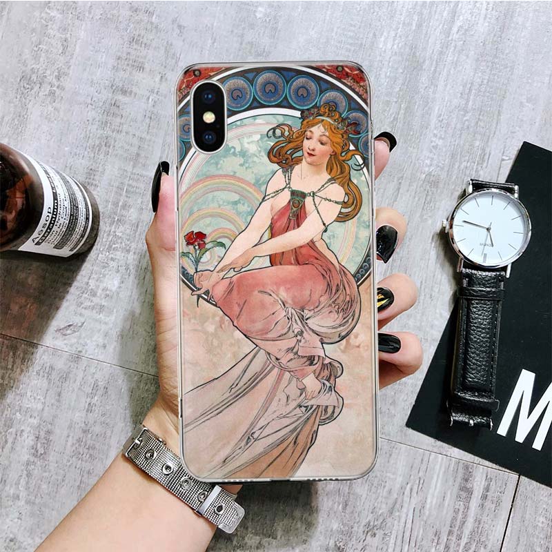 Alfons Mucha Primavera Phone Case For iPhone 18 17 Air 16 15 Plus 11 14 Pro Max 13 Mini 12 7 8 + SE Pattern Art Customized Cover 17