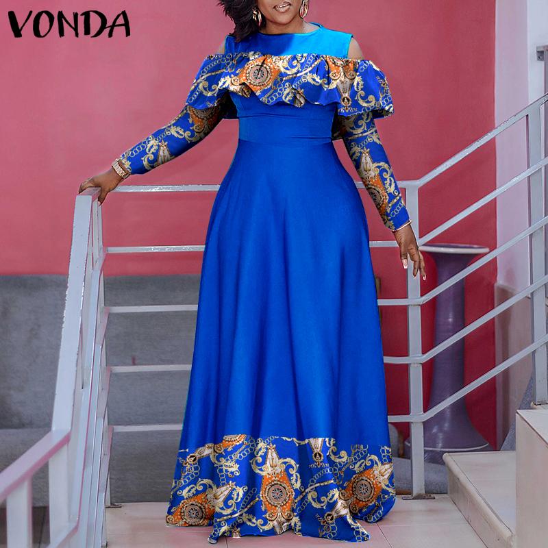 

Длинное платье Vonda с принтом и открытыми плечами для женщин