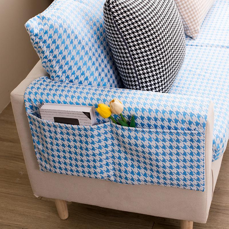 

Sofa armrest towel Thousand bird grid cover towel storage bag anti-cat scratch simple modern non-slip combination sofa armrest dust-proof 40x110 - two pockets