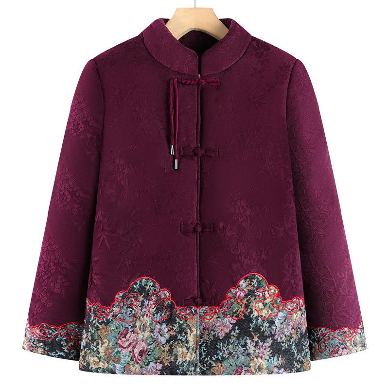 

Festive Velvet-Lined Winter Jacket for Middle-Aged & Elderly Women – Warm Attire for Weddings & Special Occasions 3XL (Recommended 115-130 lbs)