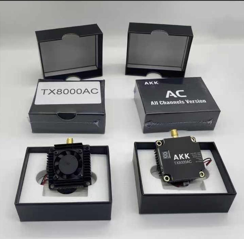 AKK TX8000AC 5.8GHz 8W High Power 80CH Metal VTX Video Transmitter with Cool Fan RC FPV 9g Long Range Fixed-wing Drones DIY