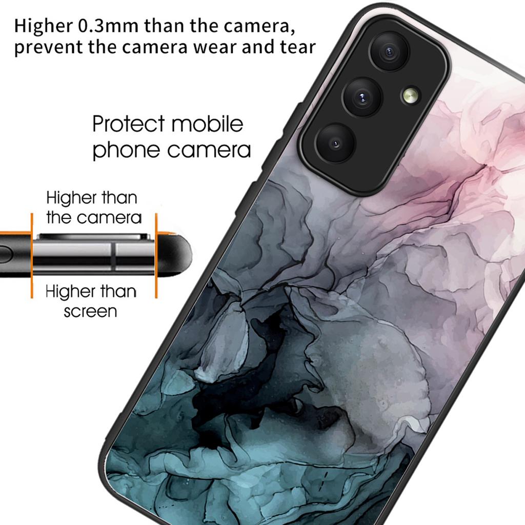 Für Samsung Galaxy A55 5G Gehärtetes Glas+PC+TPU Hülle Marmormuster Handyhülle
