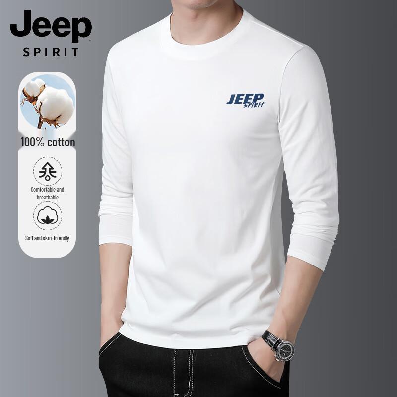 JEEP SPIRIT Men s Casual Print Pure Cotton Crew Neck Long Sleeve T-Shirt 2XL