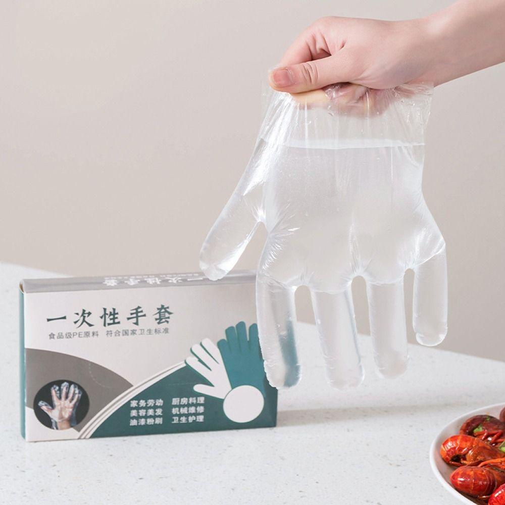 100Pcs Acid Work Safety Disposable Gloves Transparent Latex Free Gloves Portable Cleaning Gloves