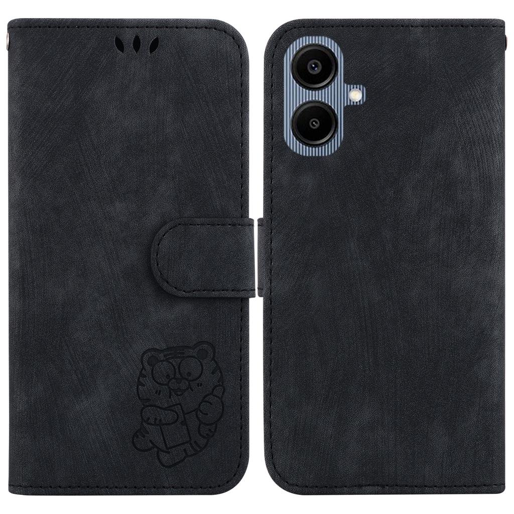For Samsung Galaxy A07 5G Wallet Case Tiger Imprint Leather Shockproof Phone Cover with Wrist Strap