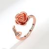 D Rose Flower Adjustable Ring For Women With Electroplated Copper Jewelry
